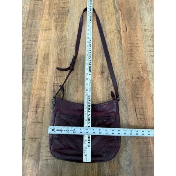 Frye Burgundy Melissa Button 100% Soft Leather Crossbody Bag Snap Zipper Zip EUC - Picture 10 of 14